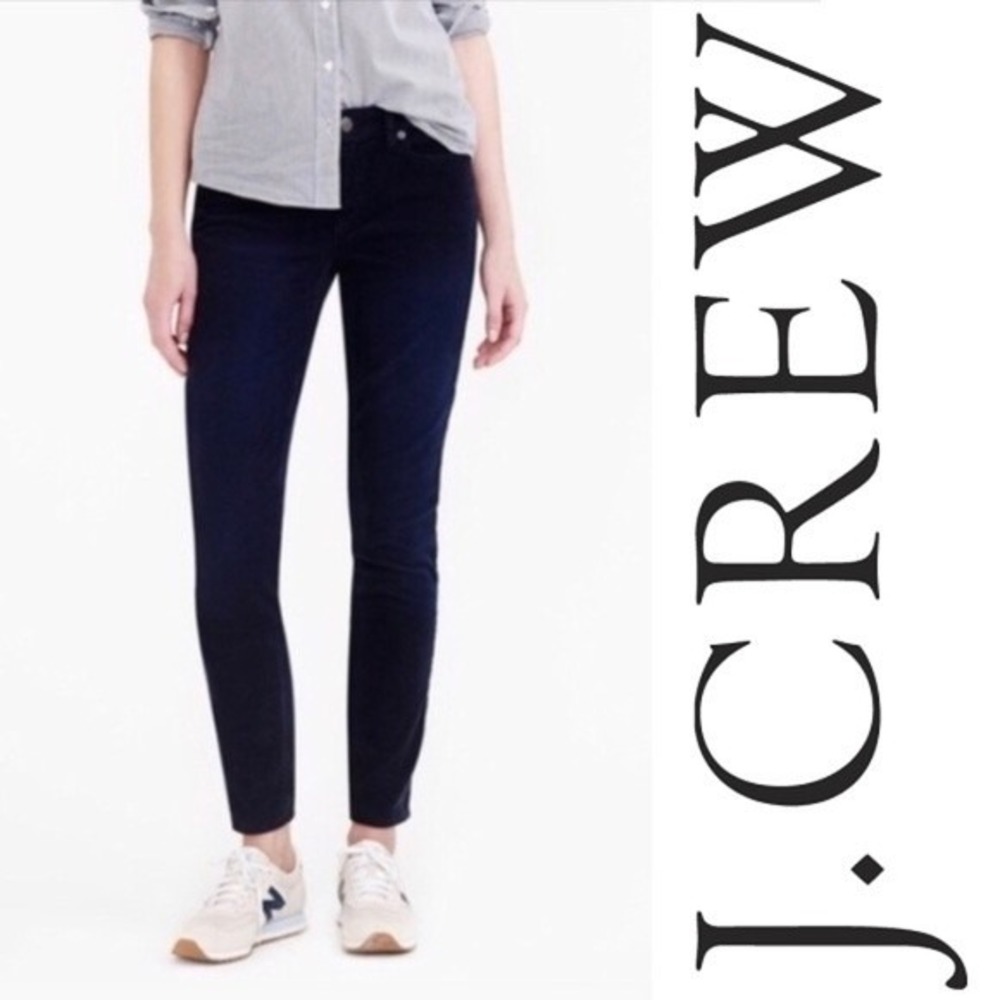 J.Crew Velvet Toothpick Pants Navy Blue Slim Fit Stretch Size‎ 31 Style 22220